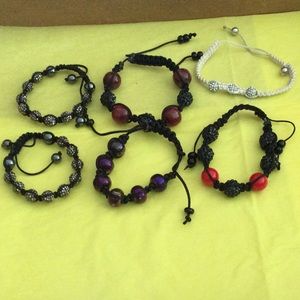 6 Braided Bead Bracelets